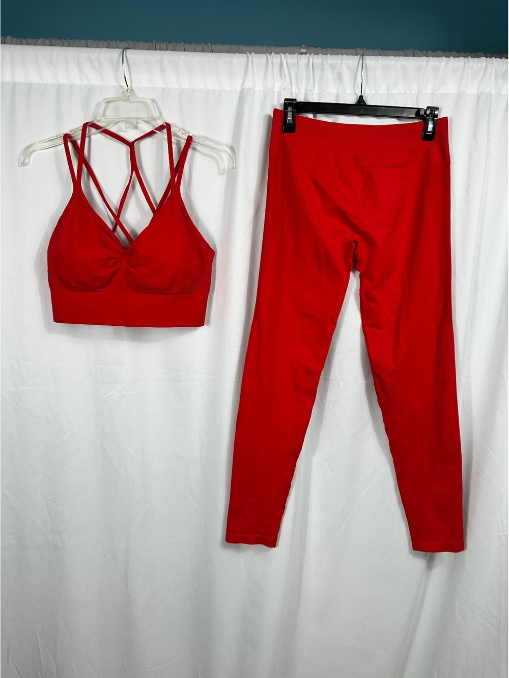Brxl Red Strappy Sports Bra and Leggings Set XL